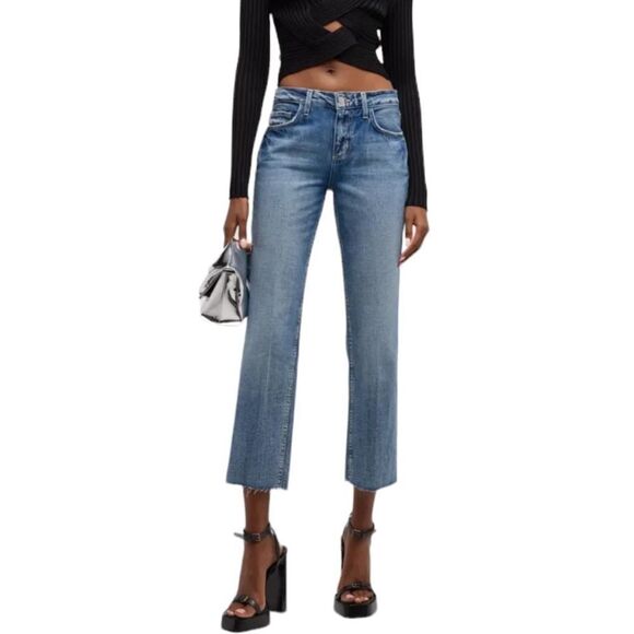 L’Agence cropped raw hem straight high rise jeans size 29 - Picture 1 of 7